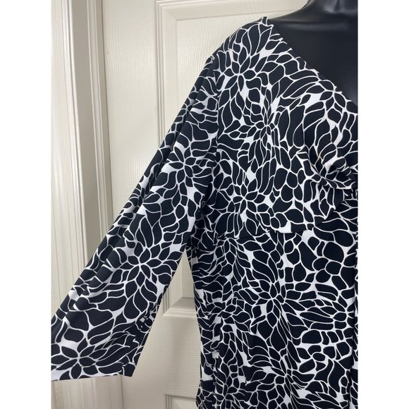 Merona Size 4 Blouse Women Plus Size 2X 3X See Measurements Black White Top - Picture 7 of 10
